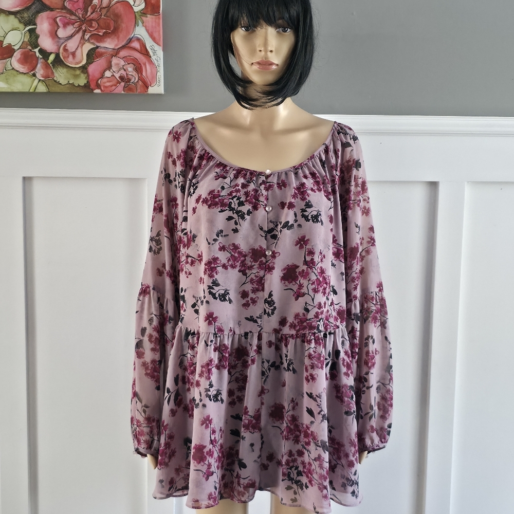 Love & Legend Pink Floral Chiffon Blouse - Picture 2 of 16
